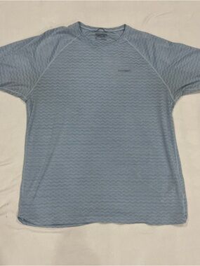 Patagonia Ridge Flow Shirt Men XL Blue Zig Zag Breathable Wicking Running